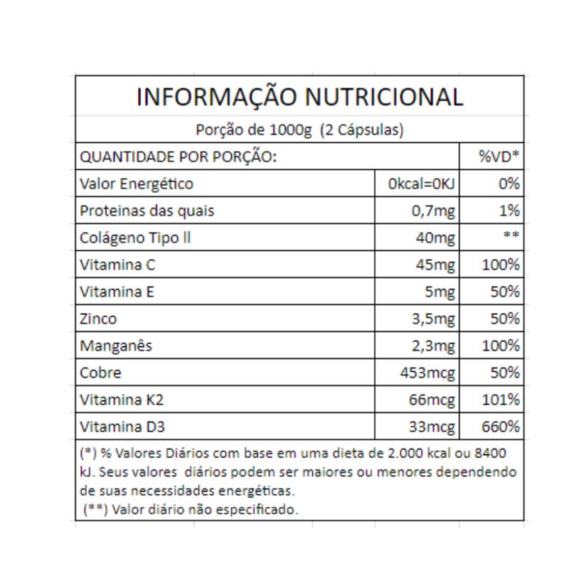 Colageno Tipo 2 Com Vitamina C 60 Cápsulas 500mg Equilibrio