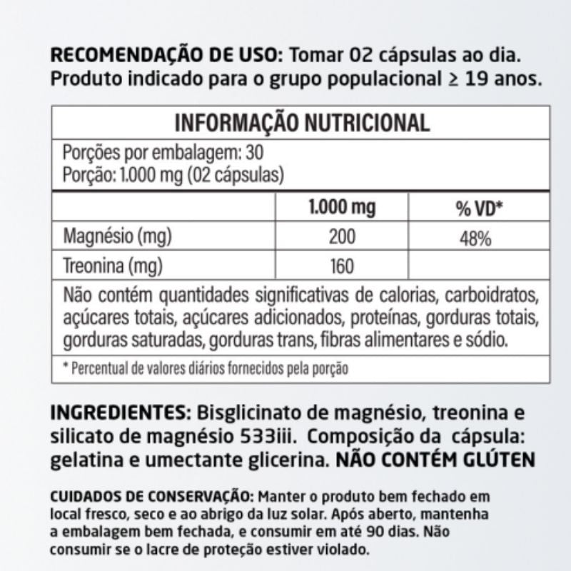 Magnésio Treonato 60 cápsulas 500mg Herbalize