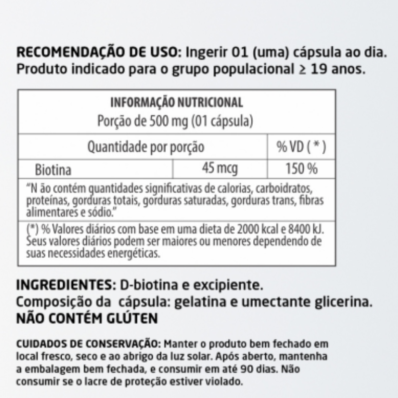 Biotina 60 cápsulas 500mg Herbalize