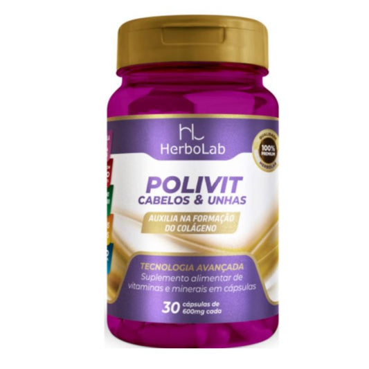 Polivit Cabelos e Unhas 30 cápsulas 600mg HerboLab