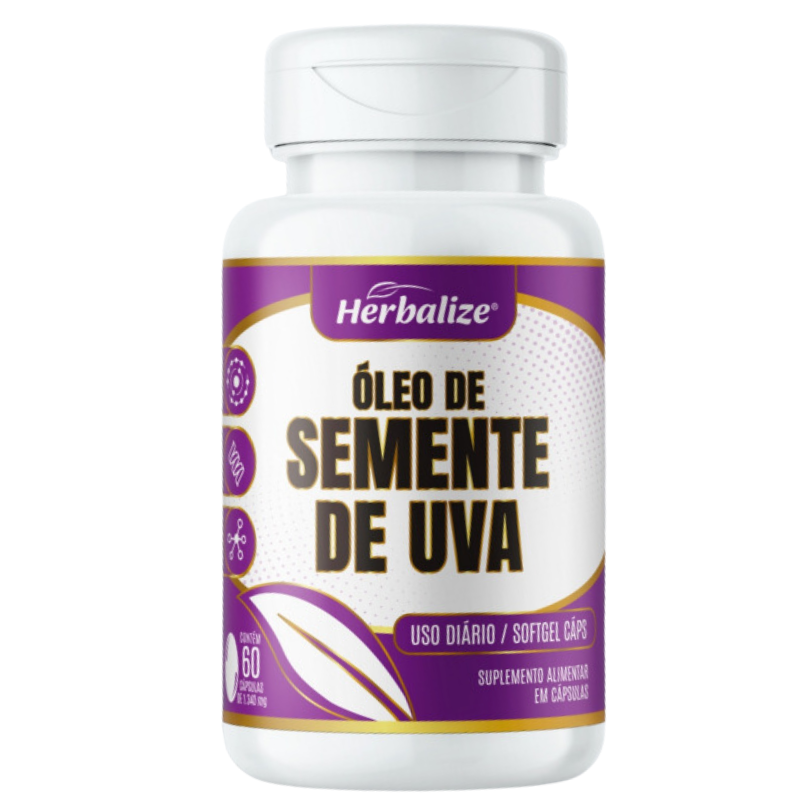 Óleo de Semente de Uva 60 cápsulas 1000mg Herbalize