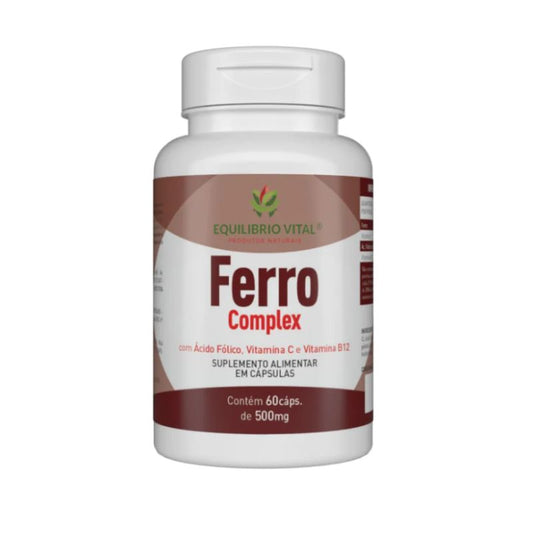 Ferro Complex *Quelato* Com Vit C, B9, B12 e Cobre 60 cápsulas Equilibrio