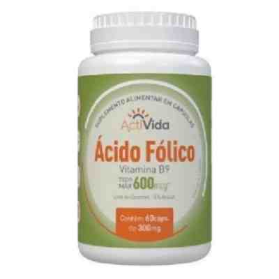 Acido Folico - B9 - 60 Cápsulas 60 Cápsulas 600mg ActiVida