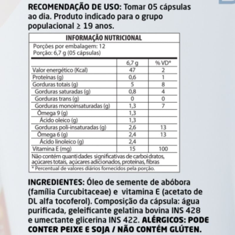 Óleo de Semente de Abóbora 60 cápsulas 1000mg Herbalize