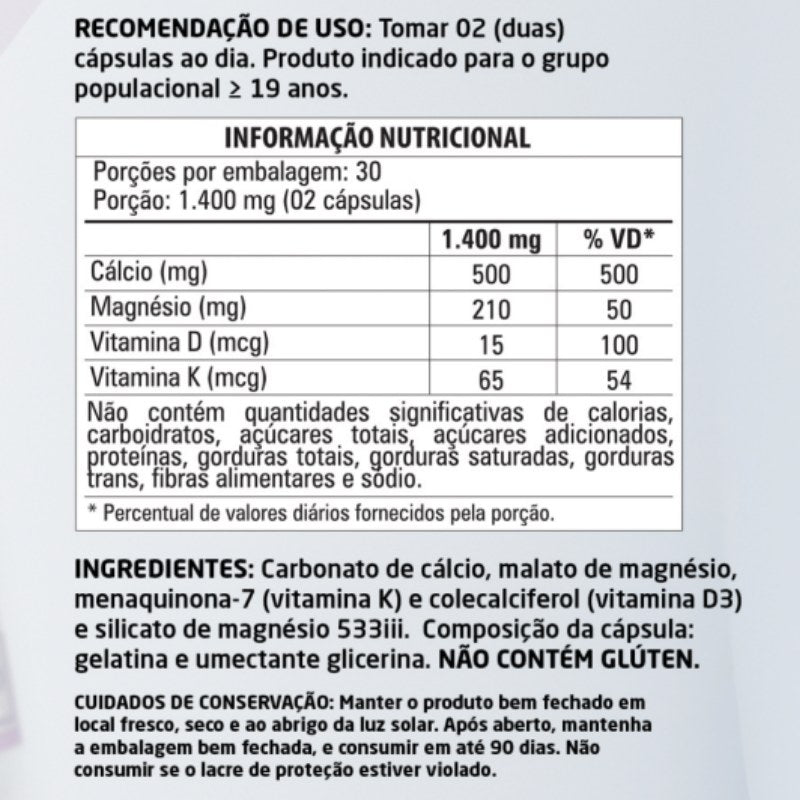 Cálcio MDK - Magnésio - D3 - Vitamina k 700mg Herbalize