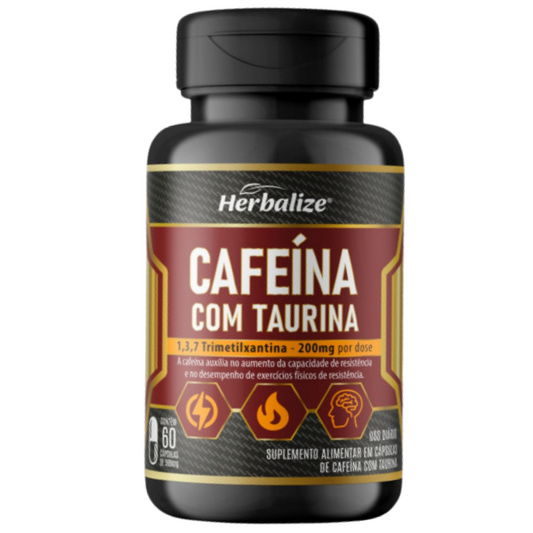 Cafeína com Taurina 60 cápsulas 500mg Herbalize