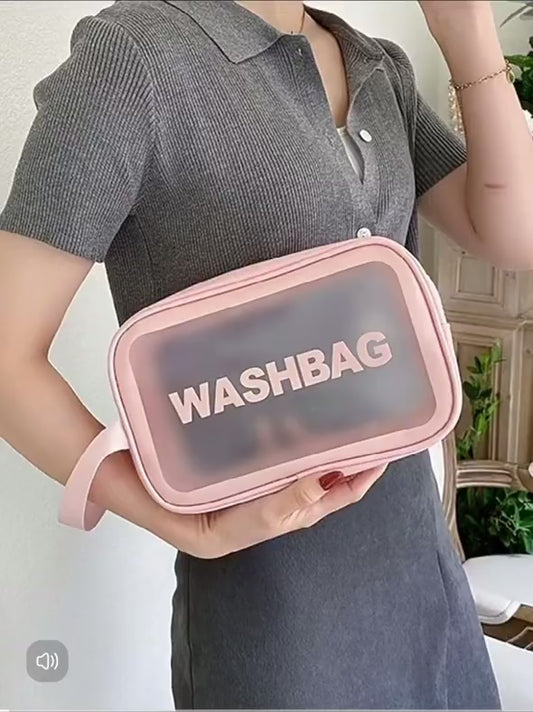 Kit 3 Necessaire Maquiagem Transparente WashBag A Prova De Água