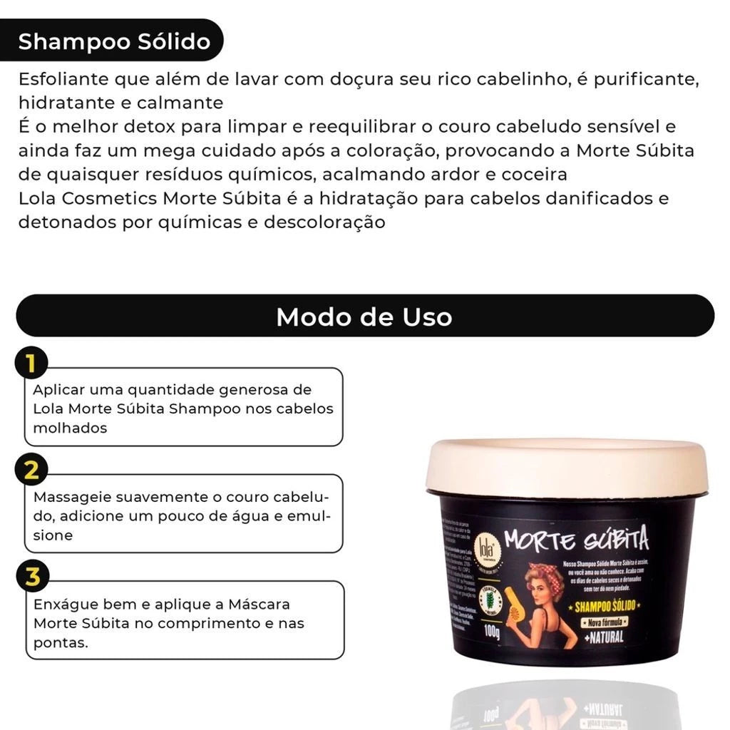 Lola Cosmetics Morte Súbita Shampoo Sólido - Shampoo Reconstrutor - 100g